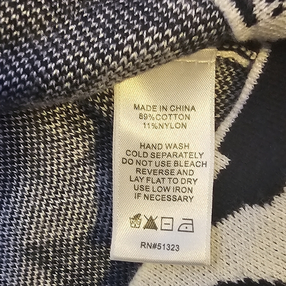 CeCe By Cynthia Steffe Blue/White Floral Long Sleeve Soft Womens Sweater Sz M - Picture 7 of 9